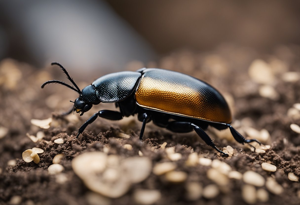 A Fleskeklanner beetle is being controlled and managed in a pest control scene